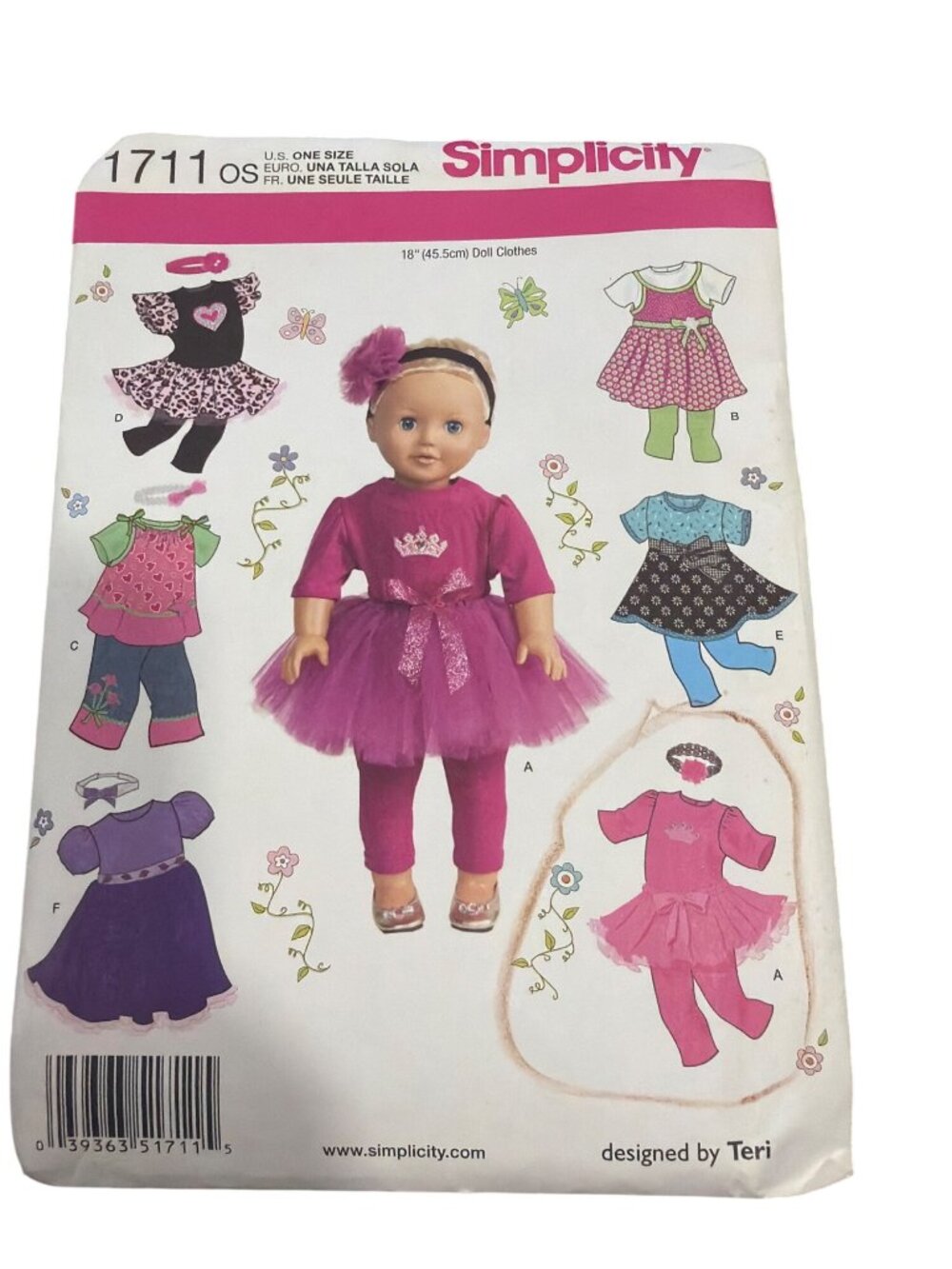 Simplicity 1711 OS 18" Doll Clothes Sewing Pattern 31 Pieces